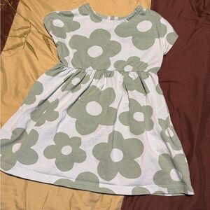 Hanna Andersson White Dress with Sage Green Floral Print